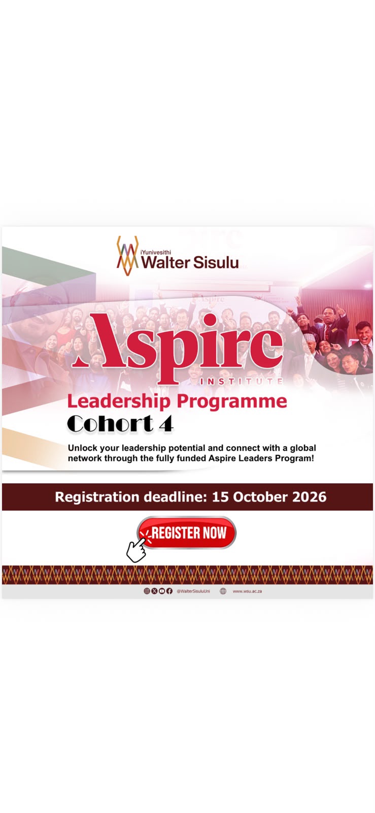 Aspire Leaders Programme Cohort 4 — registration poster